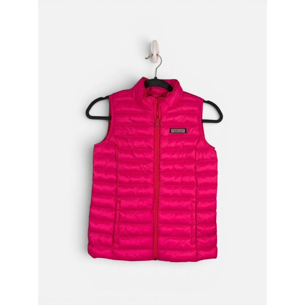 Vineyard Vines Girls Medium Primaloft Performance Puffer Vest Neon Crazy Pink